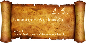 Lamberger Valdemár névjegykártya